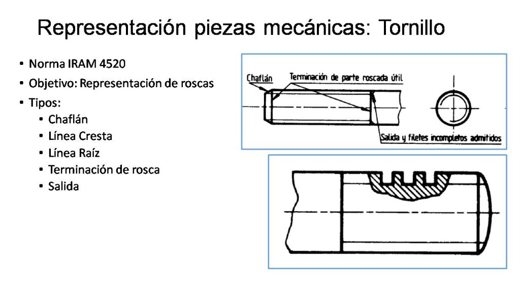 Representación de piezas mecanicas: Tornillo